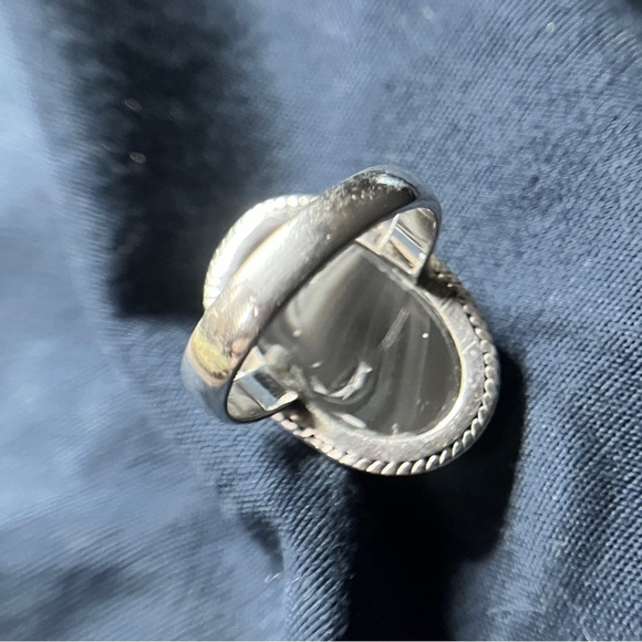 Sterling Silver 926 Large Faceted Oval Banded Agate Stone Ring 6.5 - Picture 9 of 9
